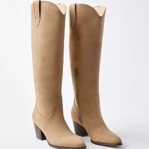 NWOT Ann Taylor LOFT Tan faux Suede Knee-High Boots Sz 8